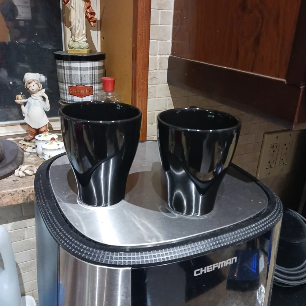 Lot -2 IKEA Fargrit Stacking Coffee Tea Mug Black 4